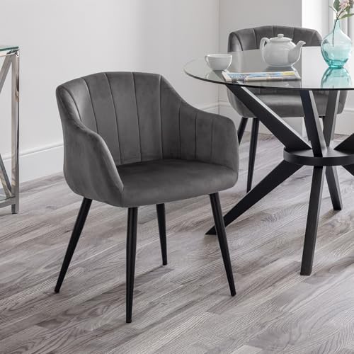 Julian Bowen Set Of 2 Hobart Scalloped Dining Chairs - Grey