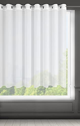 Eurofirany LUCY Voile Curtain, Sheer Curtain with Eyelets - 1 Unit, Bedroom, Living Room, Kitchen, W118 x L63, White