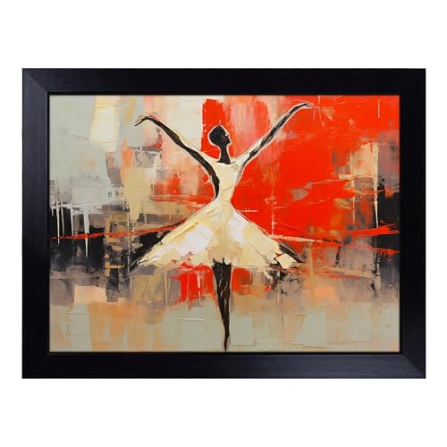 Lap Tray with Bean Bag Cushion, Ballet Dancer Abstract - Handmade in the UK, Raised Wooden Edge, Padded Cushion, Heat-Resistant Wipe-Clean Surface, for Meals, Laptops and Crafts