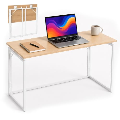 Relaxdays Desk, HxWxD: 74 x 100 x 50 cm, folding, natural/white