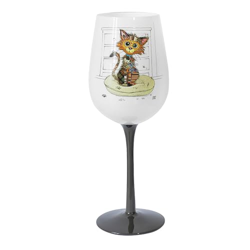 Lesser & Pavey Bug Art Kimba Kitten Wine Glass 400ml - Home, Kitchen, Restaurant & Parties, Wine Glassware, Gift For Women, Men, Wedding & Christmas