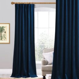 StangH 120 inches Long Velvet Curtains for High Ceiling Living Room, Navy Blue Luxury Backdrop Curtains Light Blocking Privacy Window Drapes for Villa, W52 x L120, 1 Panel