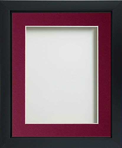 Frame Company Ainsworth Range Black 16x12 inch Picture Photo Frame with Plum Mount for Image 12x8 inch * Choice of Sizes* Fitted with Real Glass