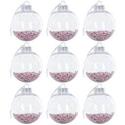 Mr Crimbo 9 Pack Shaker Christmas Tree Baubles Ornaments Decorations 8cm - Pink
