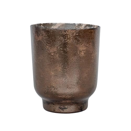 Ivyline Metallic Candle Holder in Bronze - Modern Glass Candlestick - Elegant Table Centrepiece Decoration - H15 x W13.3 cm