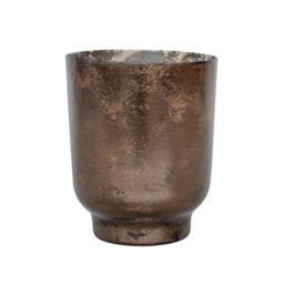 Ivyline Metallic Candle Holder in Bronze - Modern Glass Candlestick - Elegant Table Centrepiece Decoration - H15 x W13.3 cm