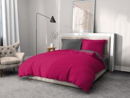 Home Linge Passion LA PASSION DU LINGE DEPUIS 1999 Duvet Cover Set - Fuchsia and Charcoal Grey - Cotton - 57 Thread Count/cm² - 240 x 260 cm