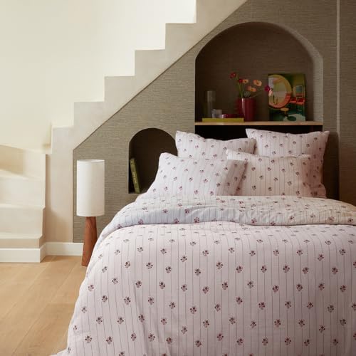 ESSIX - Printed Cotton Gauze Duvet Cover, ORIENT EYELETS - 260 x 240 cm - Light Pink - Cotton Gauze - - Easy Care