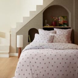 ESSIX - Printed Cotton Gauze Duvet Cover, ORIENT EYELETS - 260 x 240 cm - Light Pink - Cotton Gauze - - Easy Care