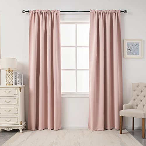 DUALIFE Blush Pink Curtains for Living Room - 120 Inch Length Rod Pocket Thermal Insulated Energy Saving Room Darkening Noise Reducing Curtains for Bedroom Set of 2 Panels (Blush Pink 54x120)