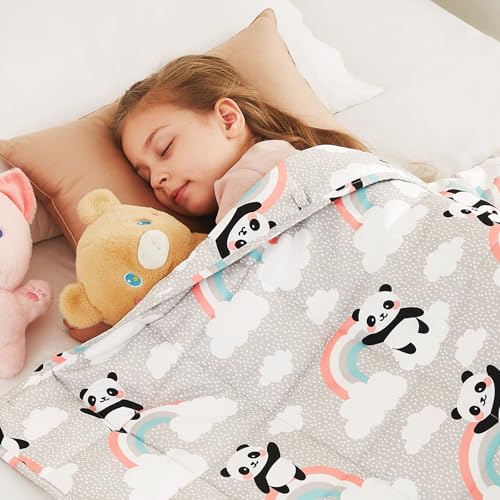 "CuteKing Weighted Blanket (5lbs,36""x 48"", HappyPanda) Heavy Blanket for 40-60lbs, Weighted Blanket for Cooling & Heating with Premium Glass Beads, Soft Thick Blanket All-Season"