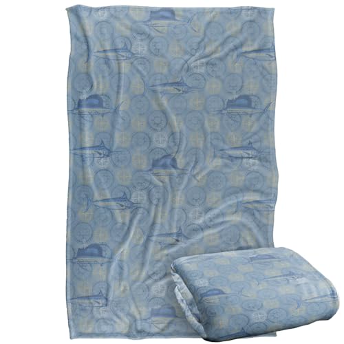 Jq Licensing - Jl-Jp-Jq Billfish Fishing Compass Pattern Silky Touch Super Soft Throw Blanket 91 x 147 Cm