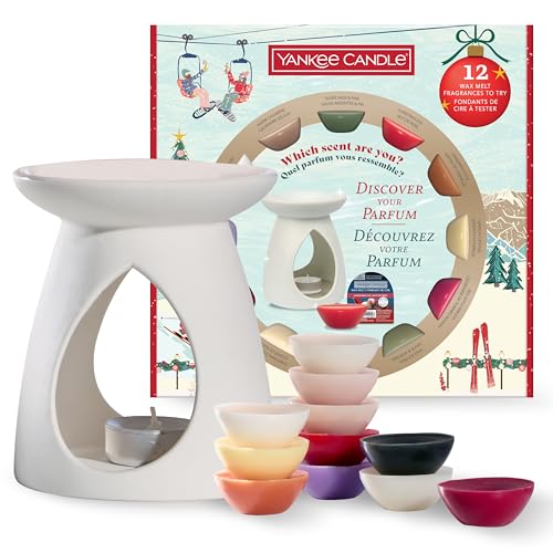 Yankee Candle Christmas Scented Wax Melt Discovery Gift Set - 12 Scented Wax Melts, 1 Wax Melt Burner & 1 Unscented Tea Light - Après Ski Collection - Perfect Christmas Gifts for Women