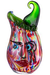 Glass Art Vase, Decorative Vase, Face Vase, Decorative Living Room, Gift for Women, Birthday, Colour: Multicoloured, Height 35 cm