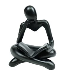 Thinker Statue Reading Women Figurine Abstract Art Sculpture Home Decor Modern Black Decor Accents Thinker Statues for Living Room Shelves Bookshelf Office Shelf Desktop Decor Figurines Decoration