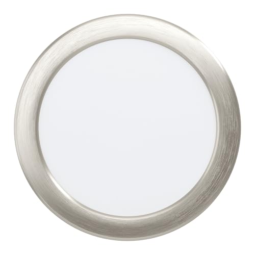Eglo Recessed LED Ceiling spot Alange, Round Spotlight Fitting, Ceiling lamp Made of Metal and Plastic in Silver and White, Downlight Warm White, Ø 16.6 cm