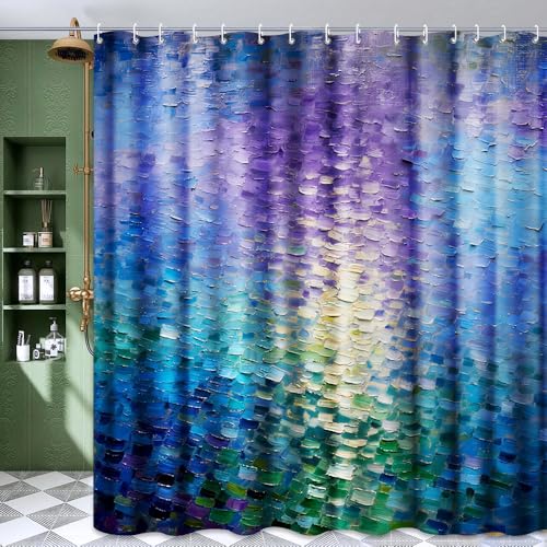 INVIN ART Bathroom Shower Curtain Set with Hooks, Modern Impressionism Series Inspired by Claude Monet, Home Art Paintings Pictures for Bathroom