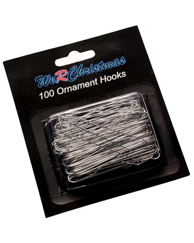 WeRChristmas Ornament Hooks, Silver, Pack of 100, 6 cm