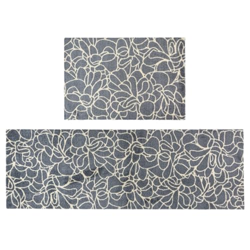JVL Mega Mat Machine Washable Entrance Runner and Doormat Set, Floral