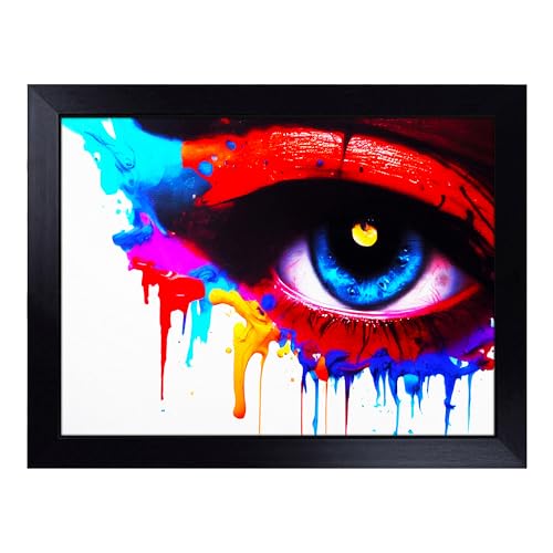 Lap Tray with Bean Bag Cushion, Eye Of A Woman Abstract - Handmade in the UK, Raised Wooden Edge, Padded Cushion, Heat-Resistant Wipe-Clean Surface, for Meals, Laptops and Crafts