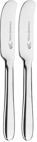 Tala Performance Stainless Steel Butter Knife, Rust and Stain Resistant, Non-Slip Grip, Dishwasher Safe with a Mirror Polish Finish, Contemporary Design Made to Traditional Standards (Pack of 2)
