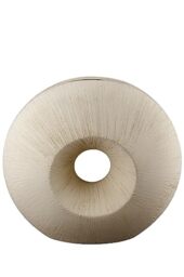 GILDE Decorative Vase - Round Hole Vase Donut Vase Made of Ceramic - Decoration Birthday Wedding - Colour: Cream Height 33 cm