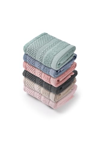 Foutastic 6 Piece Wash Towel Set 100% Cotton 450gsm Hand Towels 30x50cm - Soft, Absorbent, Machine Washable, Ideal for Home and Spa