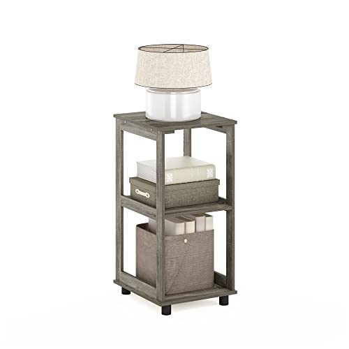 Furinno ROMAIN Side Table, 2-Tier Tall End Table with Open Shelf, Night Stand, Bedside Table, for Living Room, Bedroom, French Oak