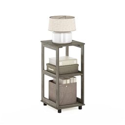 Furinno ROMAIN Side Table, 2-Tier Tall End Table with Open Shelf, Night Stand, Bedside Table, for Living Room, Bedroom, French Oak