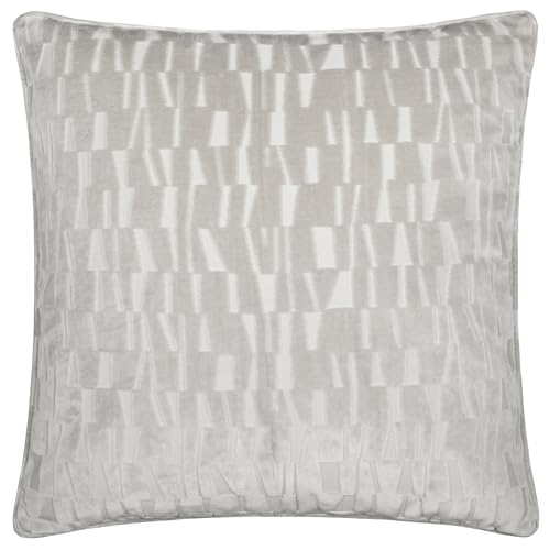 Paoletti Manhattan Cushion Cover – Elegant Geometric Textured Velvet Decorative Case (Silver - 50x50cm)