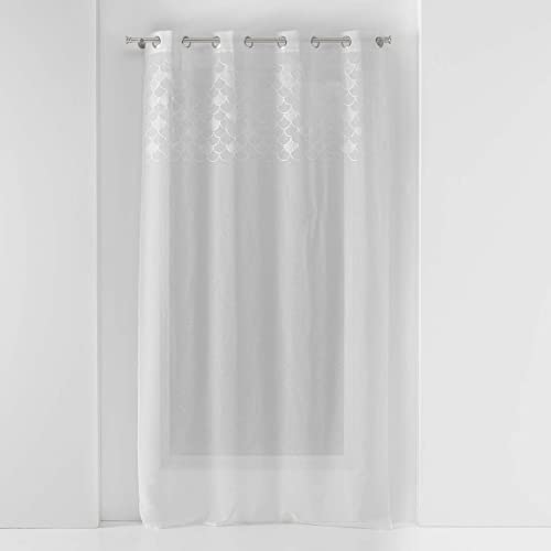 Douceur d'Intérieur, Yaelle Eyelet Curtain 135 x 240 cm Sandblasted Top Embroidery