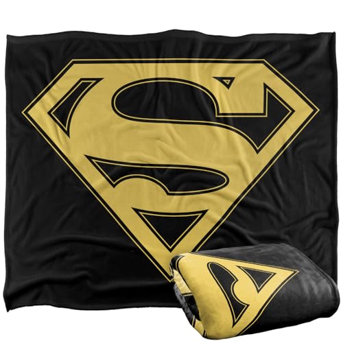 Superman Gold Black Shield Silky Touch Super Soft Throw Blanket 152 X 127 Cm