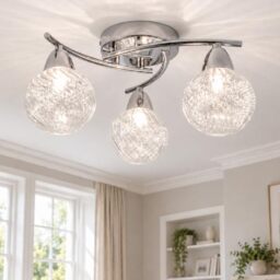 AUROLITE AL1031 BOLLA 3xG9 LED Semi Flush Ceiling Light, Polished Chrome Finish, 12W, Ideal for Living Room, Bedroom, Kitchen, and Hallway, Straight, Warm White 3000K