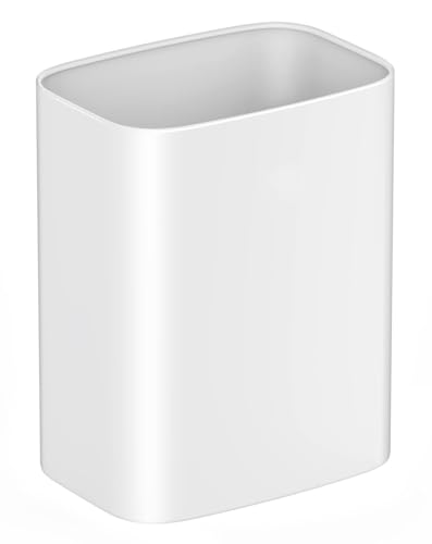 Cesun 3.4 Gallons Bathroom Trash Can, Small Under Sink Wastebasket, White - Wide Open-Top Design, Stainless Steel Garbage Can, Metal Trash Bin for Office/Bedroom/Near Desk/RV, Hand-Safe Rolled Edges