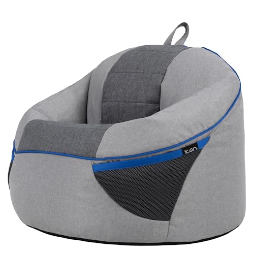 icon Alpha Kids Bean Bag, Grey, Gaming Chair for Kids, Bean Bag with Filling Included for Girls and Boys, Childs Chair, Beanbags for Children, Gaming Room, Playroom Décor, Bedroom Accessories