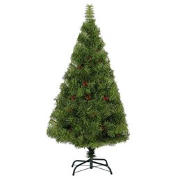SHATCHI 4ft 120cm Elegant Desiner Green Bushy Christmas Tree Boulder Pine with Berry Xmas Festive Decoration