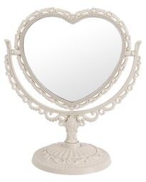 XPXKJ Heart Shaped 7-Inch Mirror, 360 Two-Sided Magnifying Aesthetic Vanity Mirror for Desk & Bathroom, 3X Magnification (Beige)