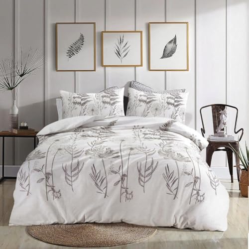 Kampala Hill Flora Reversible Duvet Cover Set Floral White Double Bedding Set