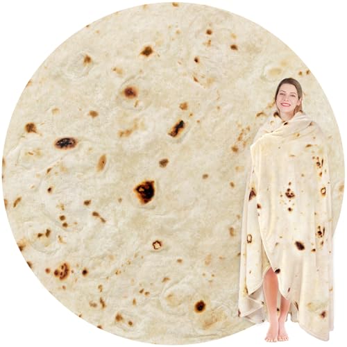 Jorbest Burritos Tortillas Blanket for Adults and Kids, Double Sided Funny Food Blanket Adult Size, Novelty Gifts for Teens, 285 GSM Soft Flannel Taco Blanket, 71 inches Yellow