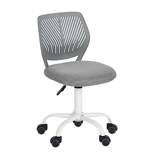 FurnitureR Colorful Desk Chair, Modern Design Adjustable Computer Chair, Armless Swivel Chair for Kids Room, Home Office Work Chair, Grey