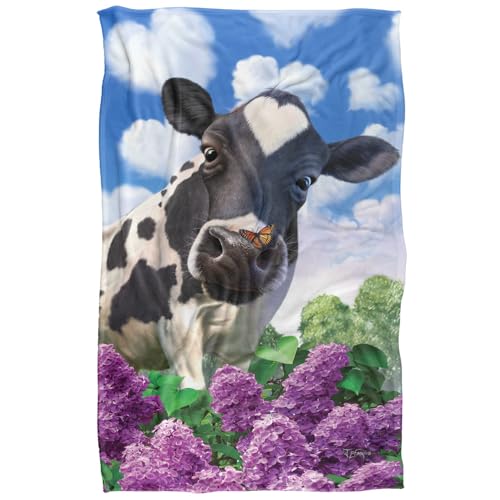Jq Licensing - Jlo Cow And Butterflies Garden Silky Touch Super Soft Throw Blanket 91 x 147 Cm