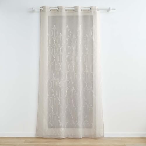 Douceur d'Intérieur, Galactee Net Curtain with Eyelets 140 x 240 cm Taupe Embroidered Sandy Voile
