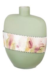 GILDE Decorative Vase Bulbous Glass Flower Vase Table Vase Decorative Living Room – Colour: Matte Green Height 26 cm