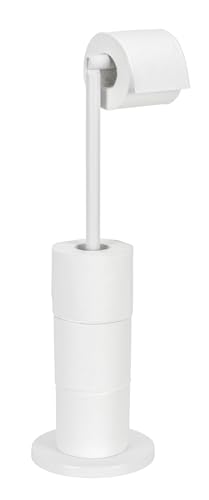 Wenko Standing Toilet Paper/Spare Roll Holder, White - 17 x 21 x 55 cm - Freestanding toilet paper holder in minimalist design, holds up to 4 spare rolls, space-saving, 21 x 55 x 17 cm