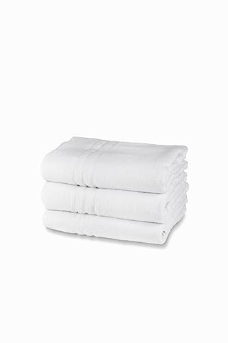 Bath Towel Set, Terry Towel, 100% Cotton, 3 Guests/Bidet, Set of 3, Size 40 x 60 cm, 380 g/m², Ideal for B&B and Hotel, Resistant to Frequent Washes, White, Essential Line