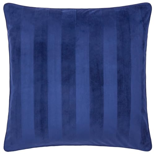 Paoletti Regency Stripe Feather Filled Cushion (Midnight - 45x45cm) - Jacquard Velvet Bold Stripe Piped Trim Elegant Styling Decorative Pillow