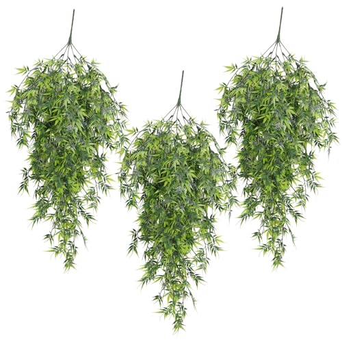 RECUTMS 3Packs Artificial Hanging Plants 2.6FT Faux Bamboo Leaves Vine Swag Fake Ivy Greenery for Home Office Wedding Party Garden Kitchen Patio Jungle Room Wall Spring Indoor Outdoor Decor