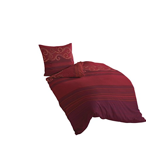 Bierbaum Bed Linen 4429, Maco Satin, Made in Germany, Red 04, 155 x 220 + 80 x 80 cm, Comfort Size