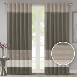 "Madison Park Faux Silk Rod Pocket Curtain with Privacy Lining for Living Room, Window Drapes for Bedroom and Dorm, 100% Polyester, Natural, 50"" W x 84"" L (Pack of 1)"