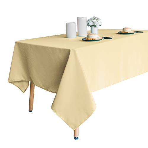 Obstal 210GSM Rectangle Table Cloth, Water Resistance Microfiber Tablecloth, Decorative Fabric Table Cover for Outdoor and Indoor Use (Champagne, 60 x 120 Inch)